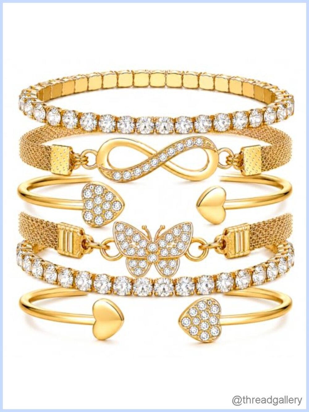 Non Tarnish Gold & Silver Bracelet Stack Set Waterproof Stackable Chain